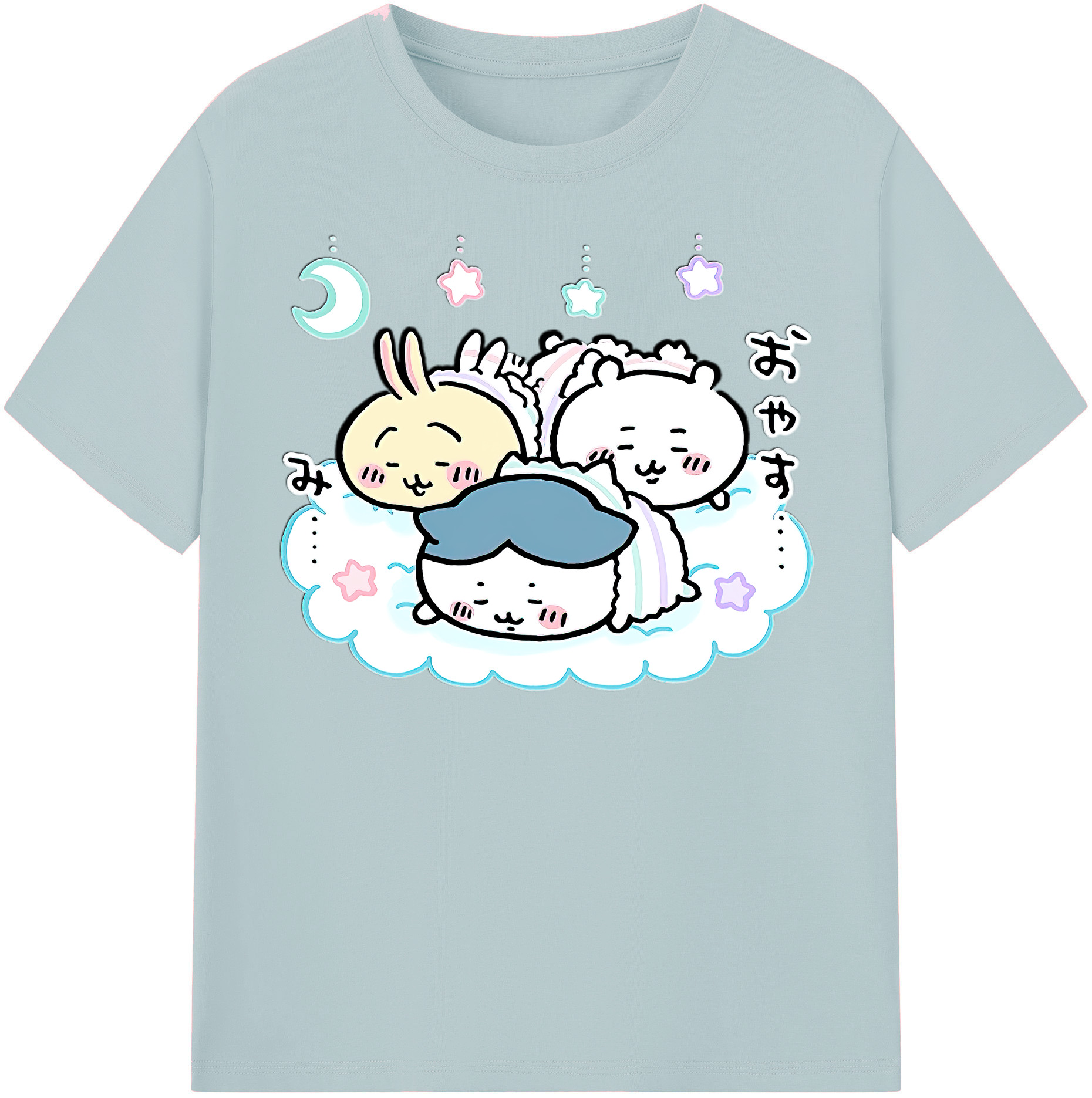 （画像用） ちいかわ ハチワレ Chii-kawa hachiware 綿100％半袖Tシャツ（フロントプリント）